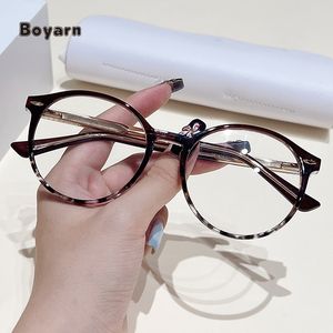 Boyarn TR90 معدني جميل وأنيق عين كمبيوتر كلاسيكية إطار دائري متعدد الألوان نظارات مضادة للضوء الأزرق - Product Image 3