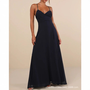 Vestido de dama de honor de gasa estilo europeo y americano, vestido largo, vestido de noche para fiesta de damas de honor para mujer - Product Image 5
