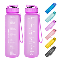 Bouteille d'eau en plastique Tritan sans BPA, écologique, portable, de haute qualité, avec marqueur de temps, pour le sport et l'école
