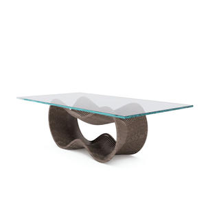 Ensemble de table à manger moderne et écologique ML-CF09 avec plateau en verre et base en bois massif, chaises pour bureau, hôtel, maison, salon, salle de bain, entrée - Product Image 2