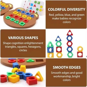 Jeu de puzzle de correspondance des formes et des couleurs, plateau de jeu géométrique, échiquier en forme d'ours, jeu de société interactif pour enfants - Product Image 6