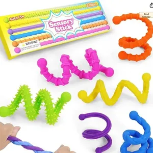 For Kids Silicone Textured Sensory Deformation Rope Stress Relief Twist Stick Toy for Children Ages 7-14