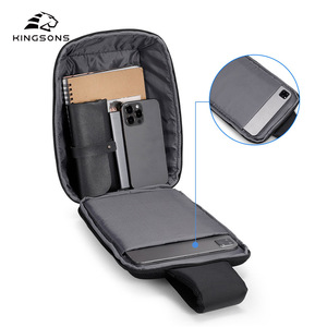 Kingsons Men's Chest Bag Black Waterproof Single Shoulder Bag For Business Travel With Cell Phone Pocket - Product Image 3
