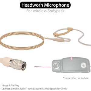 Microphone beige à fixation sur la tête, à une seule oreille, avec prise Hirose 4 broches, compatible avec le système <span class=keywords><strong>sans</strong></span> <span class=keywords><strong>fil</strong></span> <span class=keywords><strong>Audio</strong></span>-<span class=keywords><strong>Technica</strong></span> - Product Image 2