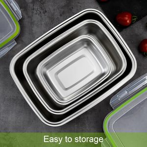 Conteneur alimentaire de cuisine en acier inoxydable 304 poli mat, étanche, 350-1800 ml, design détachable, pour préparation de repas, vente en gros - Product Image 6