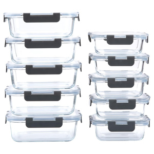 Contenants en verre écologiques 100 % sans BPA pour la préparation des repas avec couvercle en PP, compatibles micro-ondes et congélateur, techniques de laque - Product Image 1