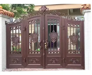 Kenya dekoratif lüks kraliyet yüksek kaliteli giriş çit sürgülü alüminyum kapı villa atölye için cast alüminyum kapı