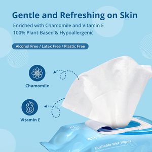 Wholesale Disposable Wet Spunlace Toilet <b>Wipes</b> <b>Biodegradable</b> Flushable for Men's Household Cleaning - Product Image 2