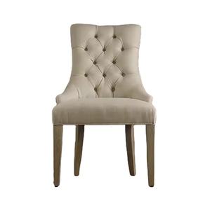 TOSEE Chaise de salle à manger rembourrée moderne élégante, nature, blanche, style ferme, têtes de clous brillantes, pieds en bois et caoutchouc pour la maison, hôtel - Product Image 2