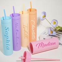Vaso de Plástico Personalizado de Doble Pared con Pajita Recta de 16oz, Nuevo Modelo 2026, para Regalo Promocional