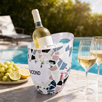 Seau à glace en plastique mini 3L avec logo personnalisé, poignée unique, certifié CE, portable, mignon, coloré, accessoire de bureau pour fêtes, emballé