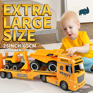 Camión <span class=keywords><strong>de</strong></span> <span class=keywords><strong>Juguete</strong></span> Dwi Dowellin Construction Carrier, Camión <span class=keywords><strong>de</strong></span> <span class=keywords><strong>Juguete</strong></span> <span class=keywords><strong>de</strong></span> 25.6 Pulgadas con Excavadora y Camión Volquete - Product Image 5