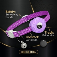 Coque en silicone Google Android (version internationale) pour traceur de collier pour chat/chiens (réfléchissante, avec clochette)