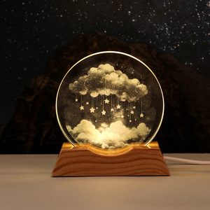Lámpara Nocturna de Astronauta con Cielo Estrellado, Cristal Grabado en 3D, Plástico Iluminado, Adorno con Forma de Planeta, Regalo Creativo de Cumpleaños - Product Image 4