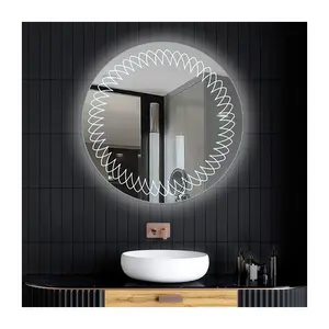 하이 퀄리티 라운드 원 스마트 안티 안개 프레임리스 터치 스위치 욕실 Led 빛 목욕 거울