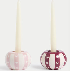Juego de 2 Portavelas Cilíndricos de Cerámica Decorativos con Diseño de Corazón para el Hogar, Bodas, Día de San Valentín, Marca <span class=keywords><strong>Jalo</strong></span> - Product Image 1