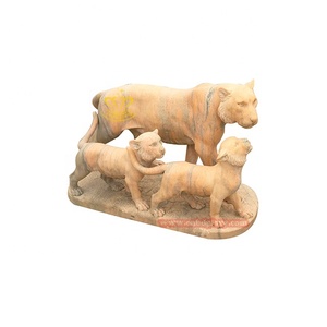 야외 정원이나 거리 풍경에 대한 현대적인 디자인 붉은 대리석 호랑이 동상 일몰 글로우 아트 조각 1 년 보증 - Product Image 5