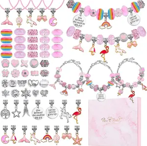 Faça você mesmo pulseira de cristal rosa, kit para fazer pulseira para meninas, jóias diy, charme br