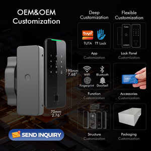 กุญแจล็อคประตูกระจกอัจฉริยะ Tuya พร้อมระบบสแกนลายนิ้วมือ เชื่อมต่อบลูทูธ รุ่น KX M10 - Product Image 2