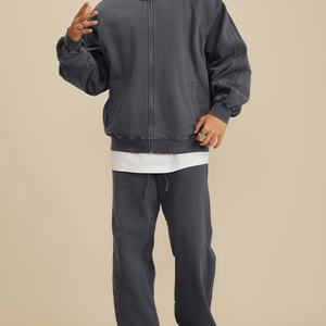 Fabricants de vestes en coton molletonné lourd à fermeture éclair pour vêtements personnalisés, vestes pour hommes de haute qualité, délavées au soleil - Product Image 2