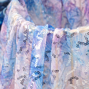 Tessuto in Rete Elasticizzato di Lusso con Stampa Floreale 3D Lilla Acqua Rosa Rettangolare con Paillettes per <span class=keywords><strong>Abiti</strong></span> - Product Image 3