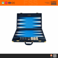 Nouvelle conception 2023, vente chaude, jeu de backgammon en cuir personnalisé de luxe fait à la main avec des pions en métal
