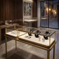 Petite vitrine de comptoir pour bijoux avec dessus en verre, présentoir à bijoux avec éclairage LED, armoire de présentation verrouillable pour salon professionnel, table de comptoir de magasin