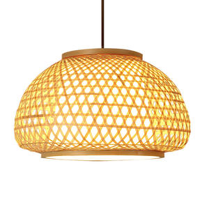 Grande suspension en bambou, abat-jour rond en bambou, couvre-lampes et abat-jour, lustre suspendu - Product Image 3