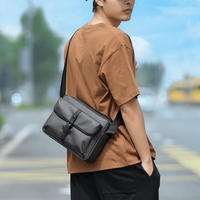 Nouveau sac messager pour homme en PU imperméable et résistant à l'usure, avec grande capacité et plusieurs poches, sac à bandoulière