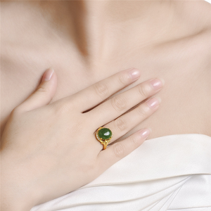 This <b>jade</b> men's <b>ring</b> with rich ethnic elements suits cultural festivals blending tradition and masculine charm perfectly - Product Image 3