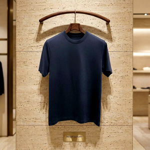 เสื้อยืดคอกลมสีพื้นแขนสั้นผู้ชาย ผ้าถักลำลอง 100% ผ้าฝ้าย สีขาว - Product Image 2