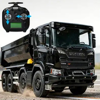 Double E E118-001 Skala 1/14 10CH Scania G540 Truk Sampah RC Berlisensi Hidrolik 8x8 Berbahan Logam dengan Lampu dan Suara