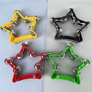 Campana de mano grande de plástico con forma de estrella de cinco puntas, instrumento de percusión para ambiente KTV, campana de doble fila - Product Image 3