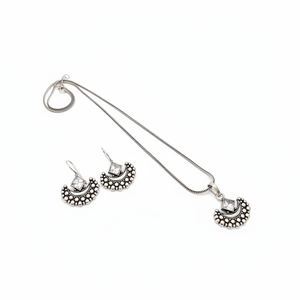 Juego de Joyería Fina Exquisita Jewelemarket, Collar con Colgante de Piedra Pota Oxidada y Plateada, 11714290WH Blanco - Product Image 2