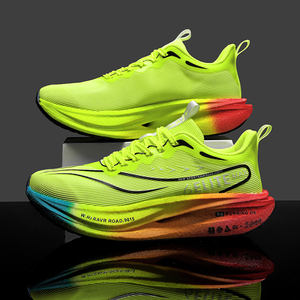 Chaussures de course à lacets à double maille parent-enfant, épaisses, fluorescentes, semelle souple True-Bounce, chaussures de sport à plaque de carbone - Product Image 3