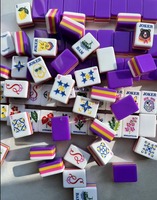 NOIGA Nieuw ontworpen luxe stijlvolle Amerikaanse Mahjong-set Acrylstenen Prachtig met de hand beschilderde bloemen-/fruit-/dierenpatronen