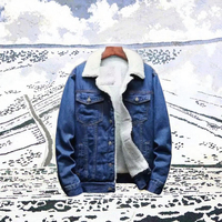 Veste en jean blouson à simple boutonnage de style vintage pour homme avec doublure en fourrure, réversible, 100% coton, grande taille