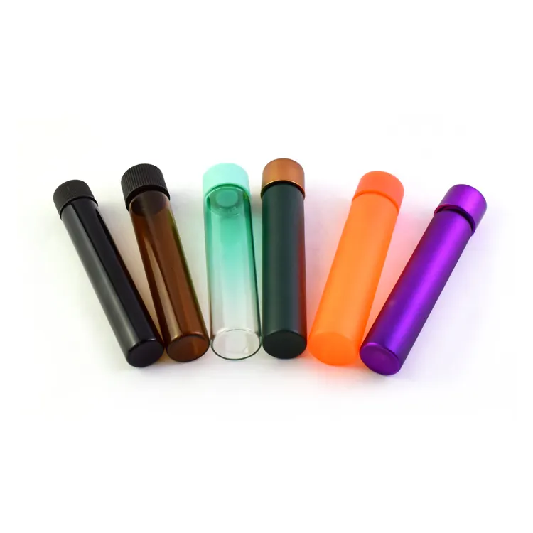 Luxury Perfect Packaging Child Resistant Matte Clear Colorful Grade Customized Glass Tube rolled glass tube with CR cap