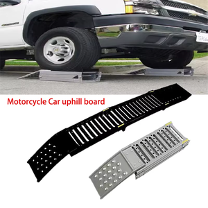 <span class=keywords><strong>Rampe</strong></span> de moto antidérapante en <span class=keywords><strong>acier</strong></span> au carbone, planche de montée pour VTT, pliable en trois parties, capacité de charge de 340 kg, <span class=keywords><strong>noir</strong></span> argent, ajustement universel - Product Image 1