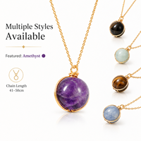 Collier pendentif en améthyste naturelle enroulée sur fil, chaîne en acier inoxydable, bijoux or et argent