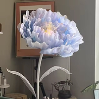 Événement Fleur Décorative À La Main Organza Fleur Pétale Ouvert Fermer Moteur Avec Led Lumière Fleurs Géantes pour Fête De Mariage Décoration