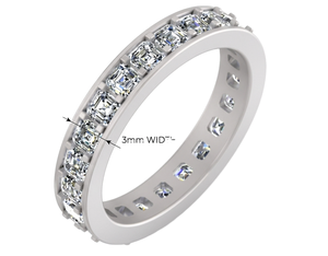 Platinum <b>Emerald</b> Cut IGI Certified Trendy Pave Setting Full Eternity <b>Band</b> <b>Ring</b> 3.4MM Unisex Engagement Bridal Wedding - Product Image 1