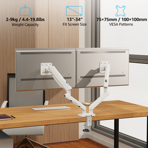 2 cánh tay màn hình trắng 13-34 inch Bàn máy tính kép gắn kết sản phẩm mới hỗ trợ màn hình kép - Product Image 2
