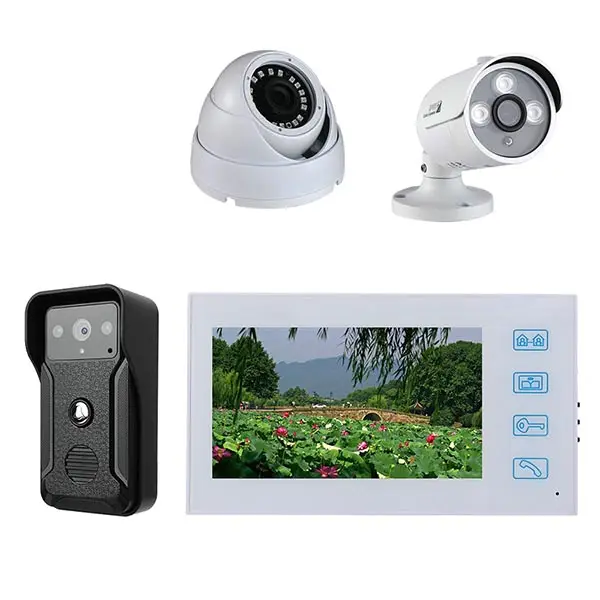 7 "Color Screen Home Video Interphone Doorphone Bell Kits Home Families Door Access Control Intercom SystemsとAHD 1080P Cam