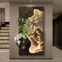 Tableau décoratif en grès à motif de neuf poissons, pour hydroponie et plantes vertes, avec éclairage LED