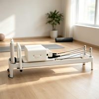 Plataforma de Entrenamiento de Pilates de Aluminio con Rieles Completos, Color Blanco, para Gimnasio en Casa, Ejercicio Personal, Entrenamiento Diario Profesional de Pilates