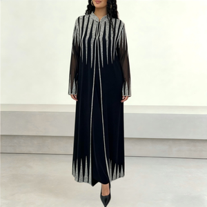 <span class=keywords><strong>Abaya</strong></span> de luxe perlée pour femme, tenue de soirée élégante pour fête, cardigan long à manches longues ouvert sur le devant, kaftan pour l'Aïd, vente en gros ODM - Product Image 1