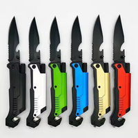 Coupe-corde brise-vitre EDC Couteau de poche de camping Couteau pliant à lame demi-dentelée multifonction avec lumière LED Vente en gros