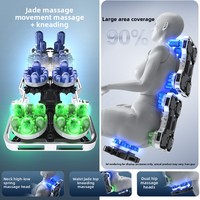 Fauteuil de massage en pierre de jade, airbags complets pour le corps, boules rotatives fixes, oreiller en forme de U, rouleau pour les cuisses, les jambes et les pieds, chauffage, Bluetooth, commande vocale IA