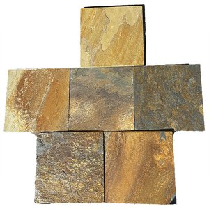 Tuiles d'ardoise rustiques brun-rouille pour l'extérieur, vente en gros, tuiles de sol en ardoise rustique pour pavés - Product Image 5